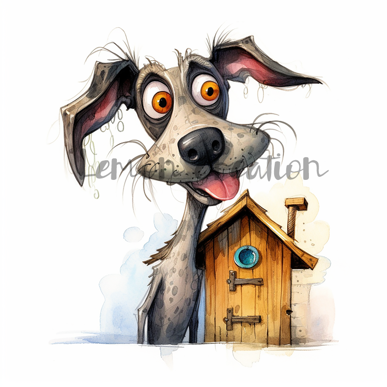DIGITAL DOWNLOAD FILE- Crazy Dogs with houses