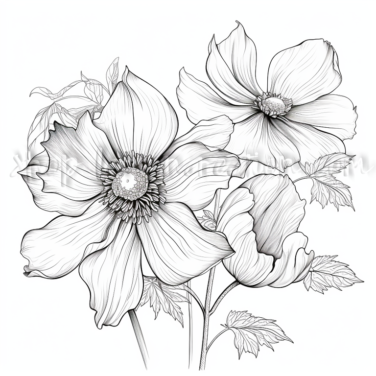 DIGITAL DOWNLOAD FILE- Black & White Flowers