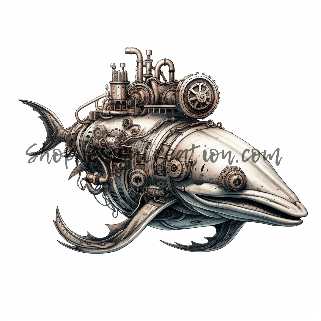 DIGITAL DOWNLOAD FILE- Black & White Steampunk Animals
