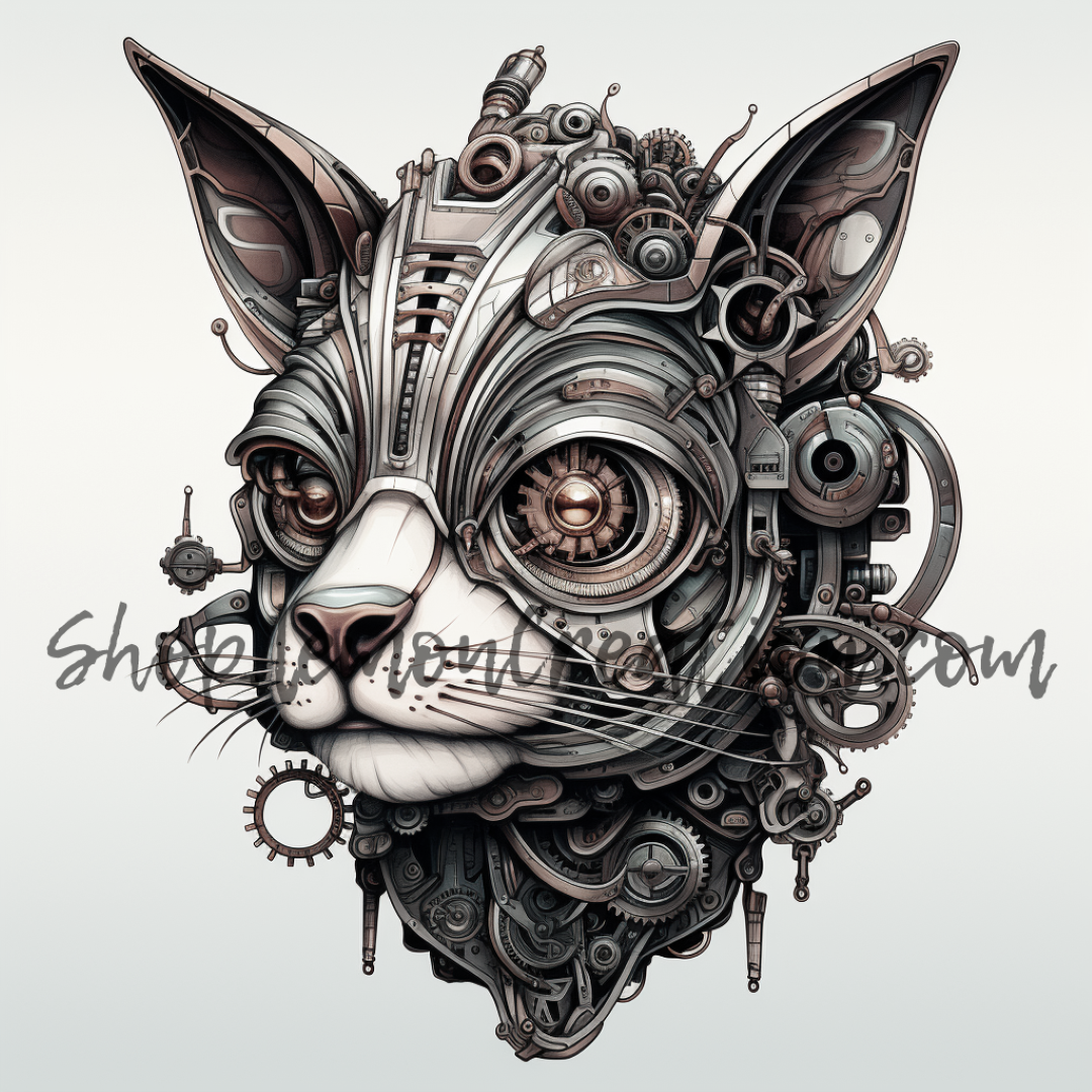 DIGITAL DOWNLOAD FILE- Black & White Steampunk Animals