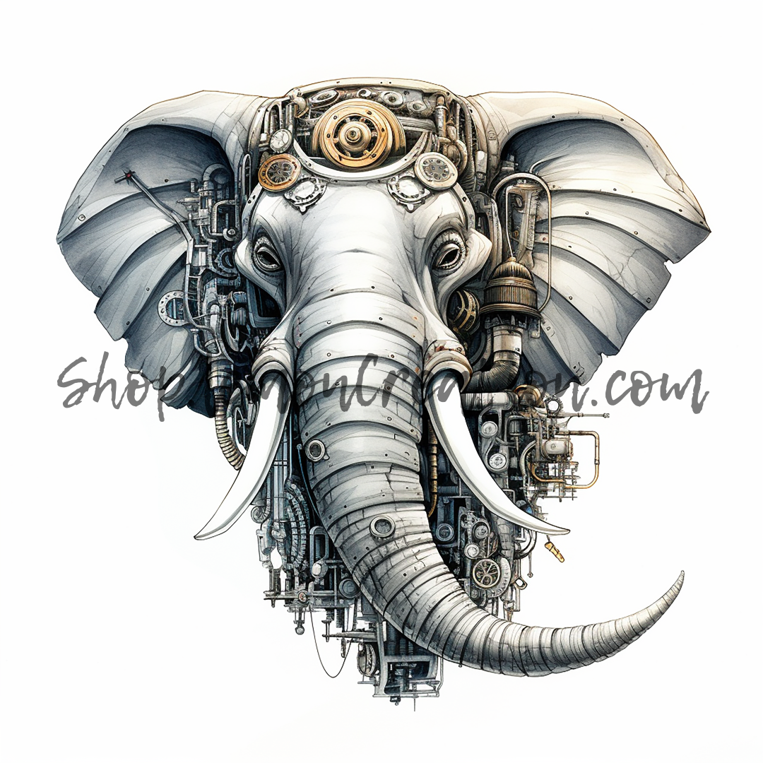 DIGITAL DOWNLOAD FILE- Black & White Steampunk Animals