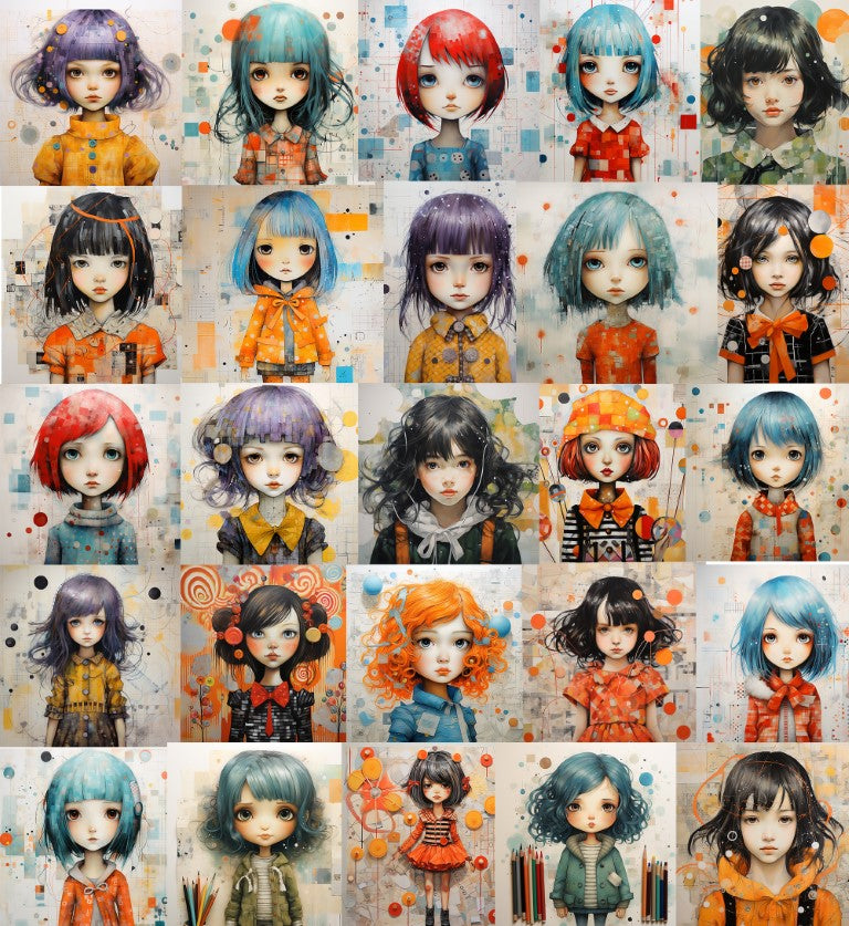 DIGITAL DOWNLOAD FILE- Whimsical Girls/ Innocent Dolls