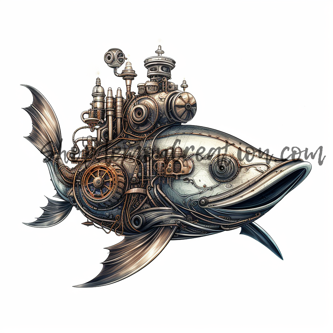 DIGITAL DOWNLOAD FILE- Black & White Steampunk Animals