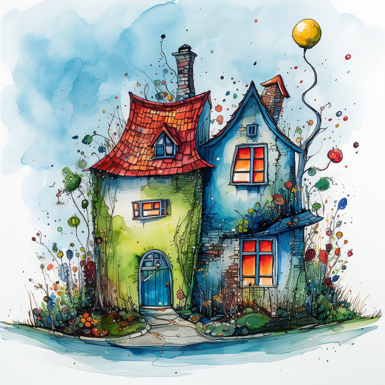 DIGITAL DOWNLOAD FILE- Whimsical Watercolor Houses
