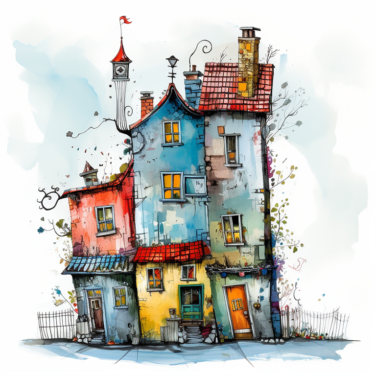 DIGITAL DOWNLOAD FILE- Whimsical Watercolor Houses