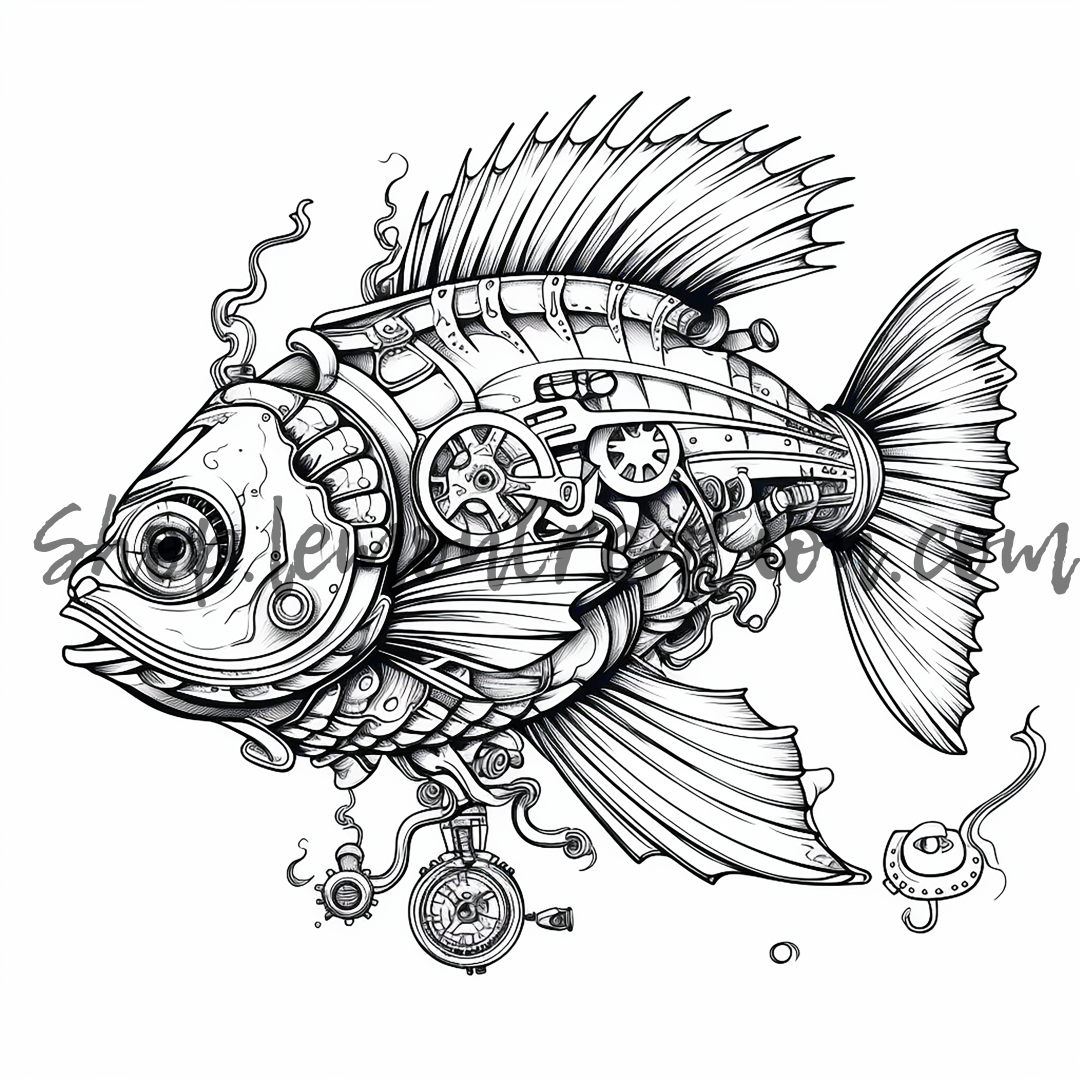 DIGITAL DOWNLOAD FILE- Black & White Steampunk Animals