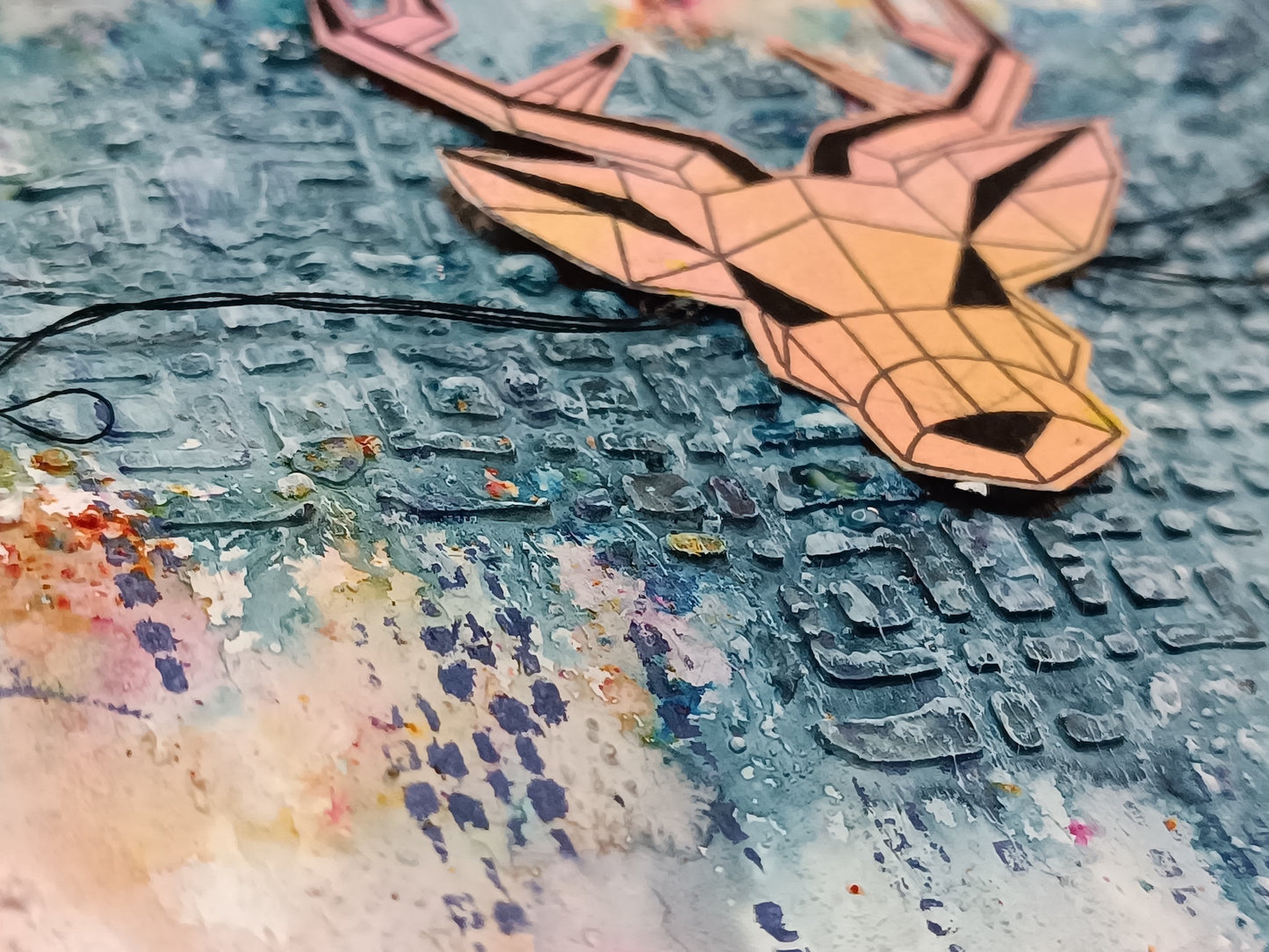 Mixed media stencil- CRISS-CROSS STITCHING