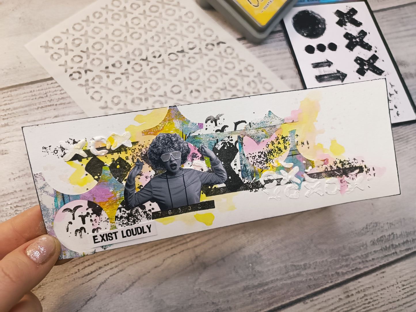 Mixed Media Stencil- TIC TAC TOE