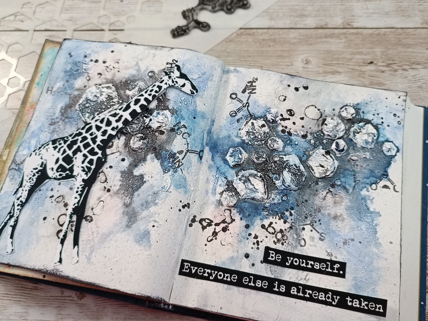 Mixed media stencil- HEXAGONAL TILES