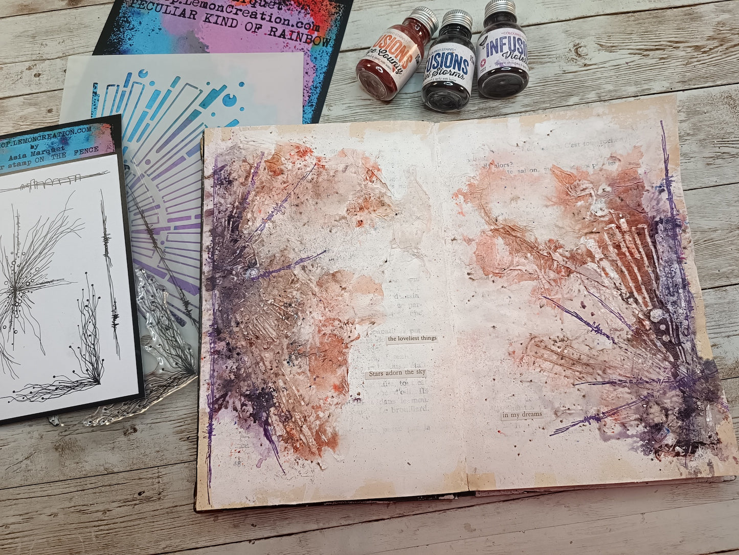 Mixed media stencil- PECULIAR KIND OF RAINBOW