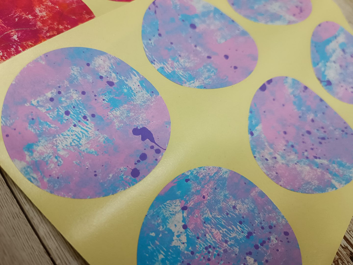 Set of handmade  round stickers for mixed media/ scrapbooking/paper layouts, Set 1
