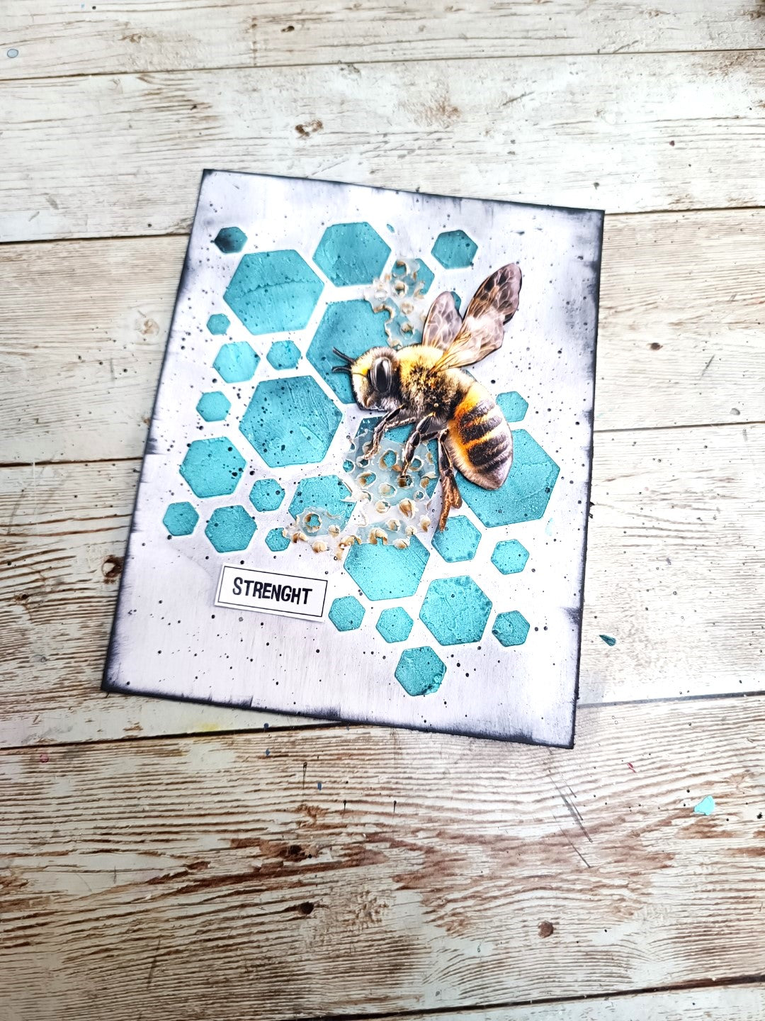 Mixed media stencil- HEXAGONAL TILES