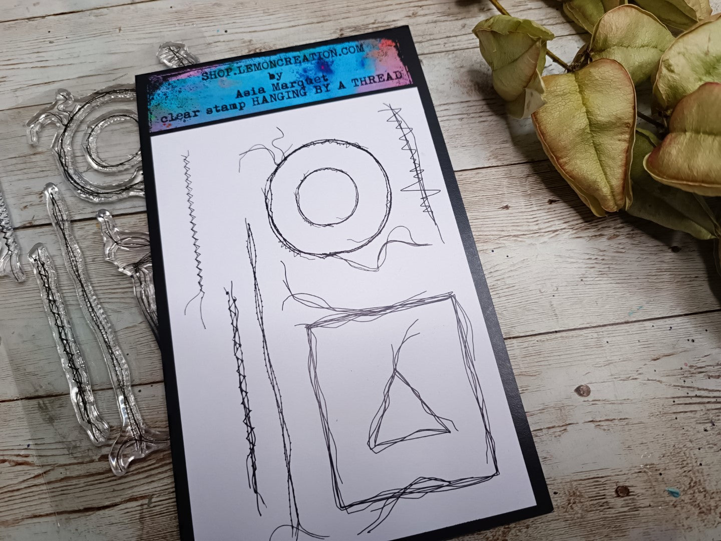 Set of photopolymer stamps- HANGING BY A THREAD