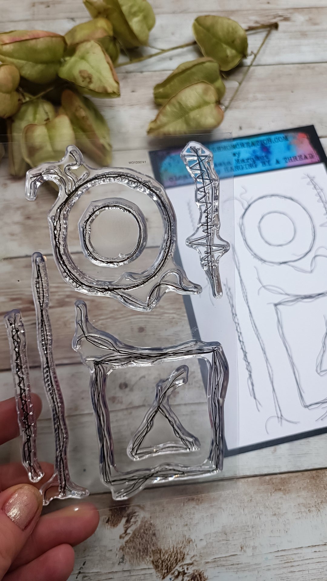 Set of photopolymer stamps- HANGING BY A THREAD