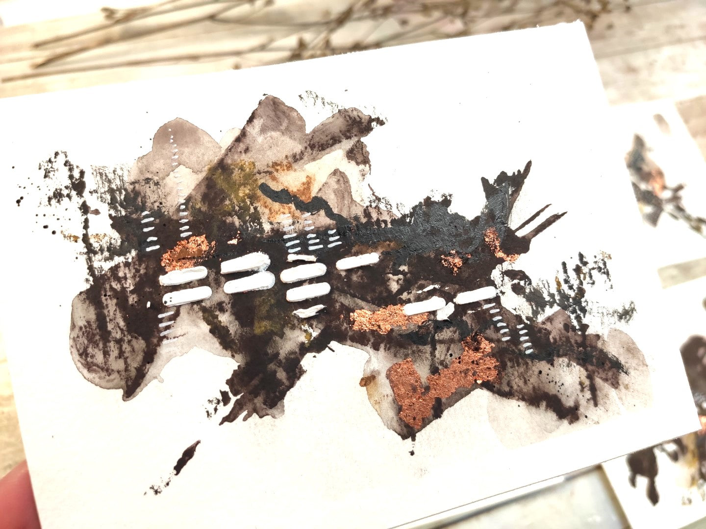 Mixed media stencil- READ BETWEEN THE LINES