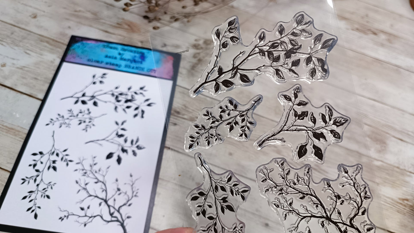 Set of photopolymer stamps- BRANCH OUT
