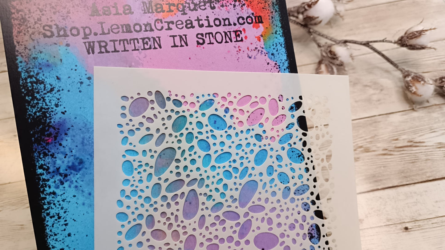 Mixed Media stencil- WRITTEN IN STONE