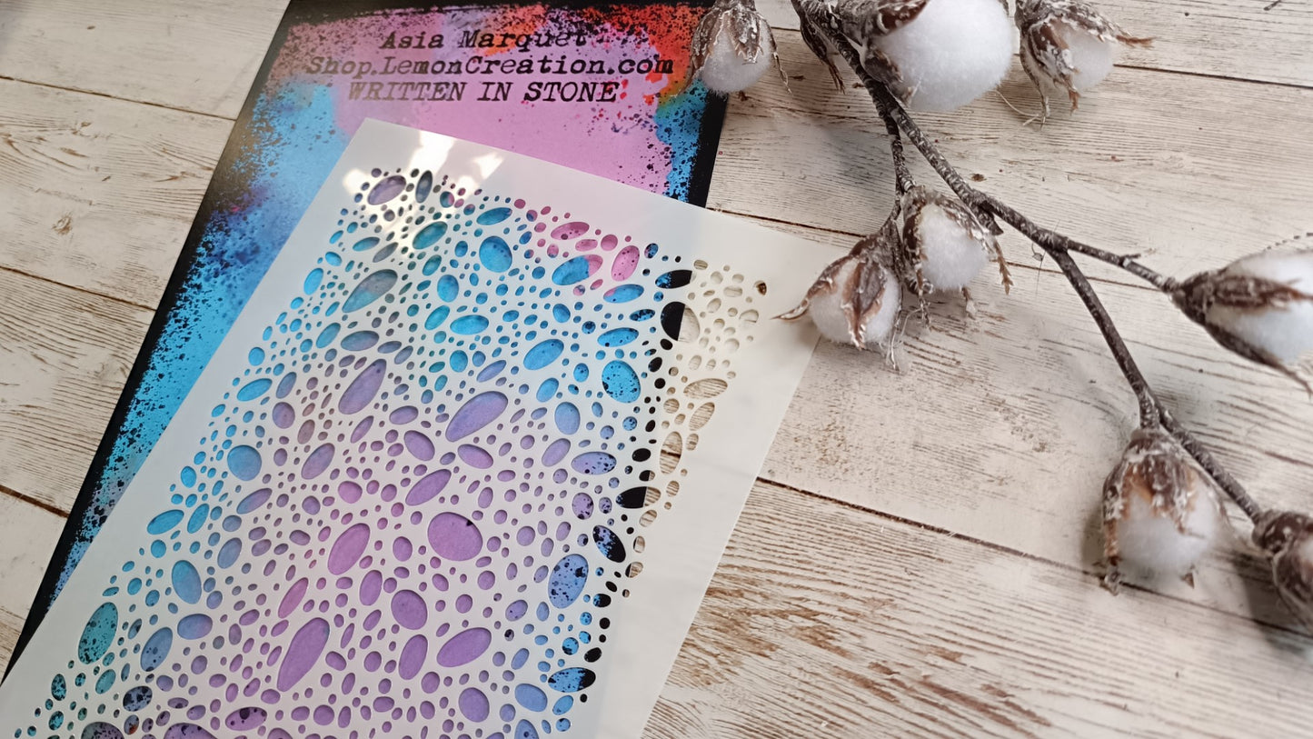 Mixed Media stencil- WRITTEN IN STONE