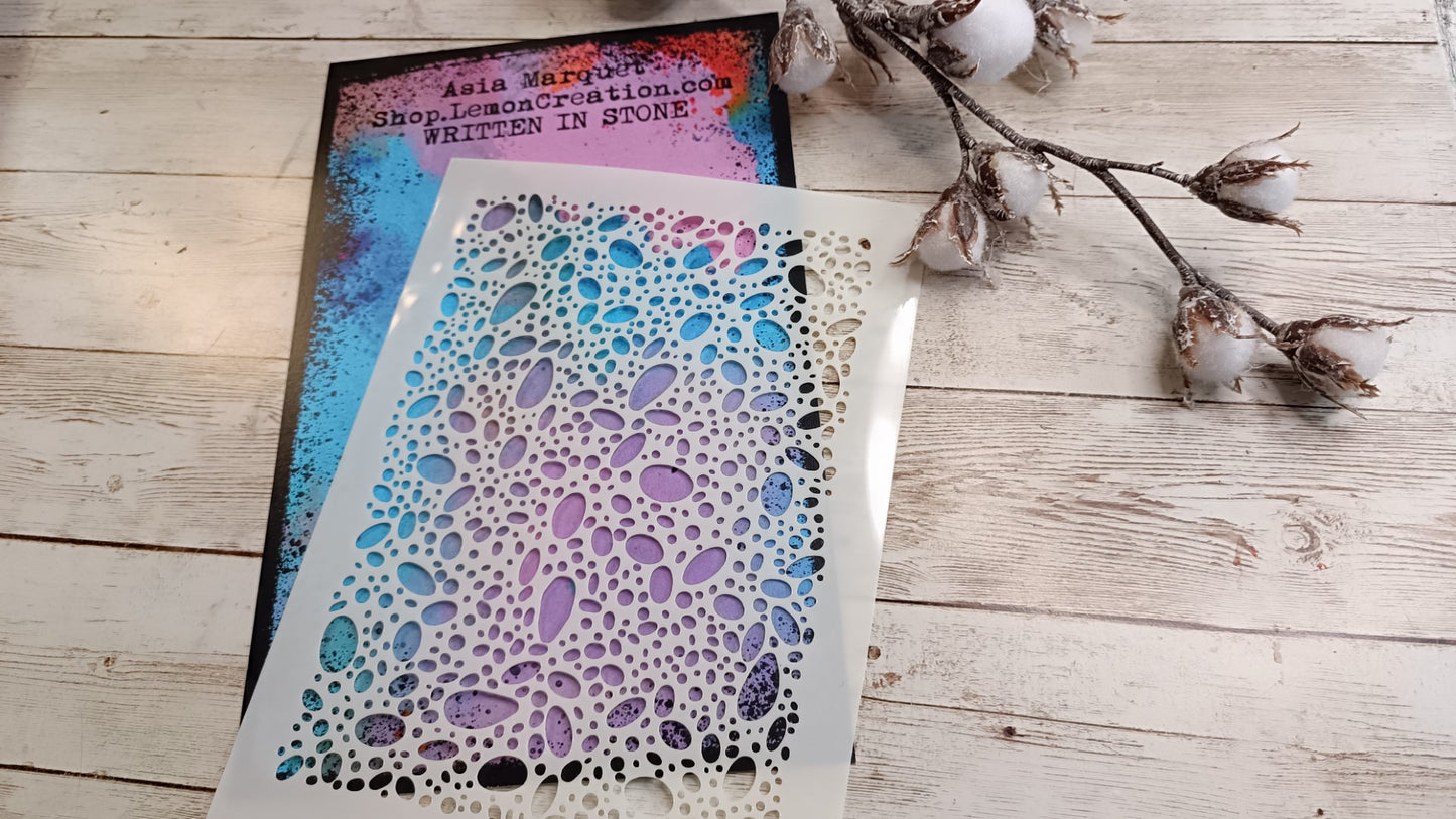 Mixed Media stencil- WRITTEN IN STONE