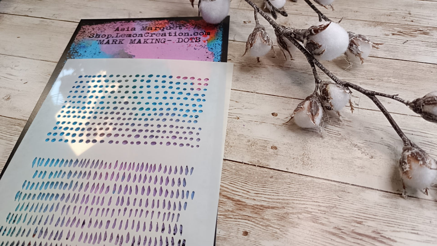 Mixed Media stencil- MARK MAKING- DOTS