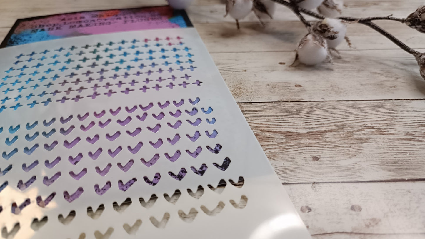 Mixed Media stencil- MARK MAKING- PLUSES