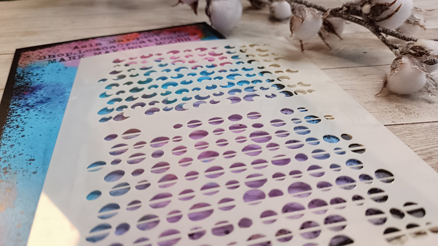 Mixed Media stencil- MARK MAKING -MOONS