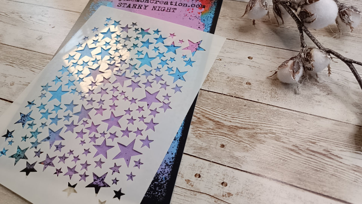 Mixed Media stencil- STARRY NIGHT