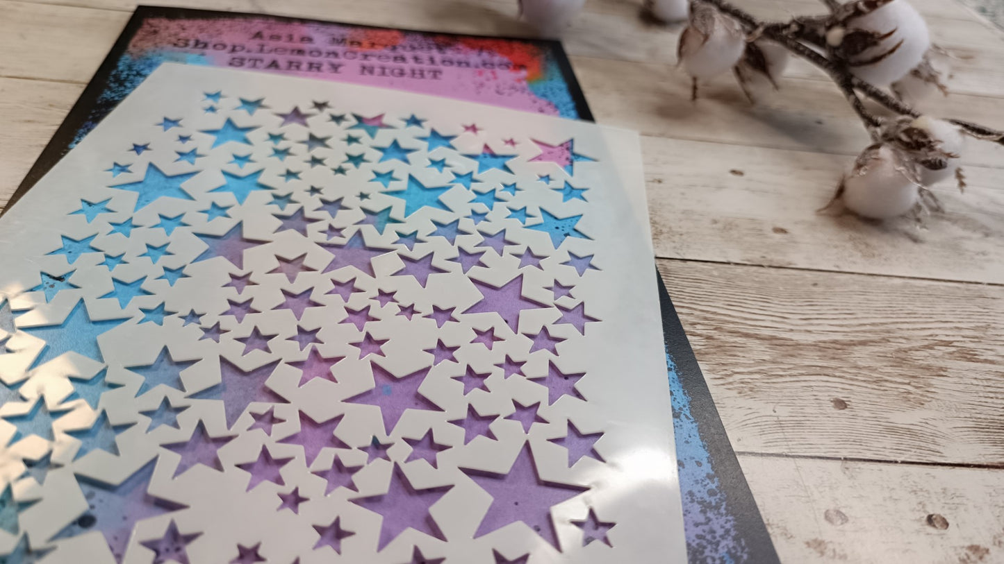 Mixed Media stencil- STARRY NIGHT