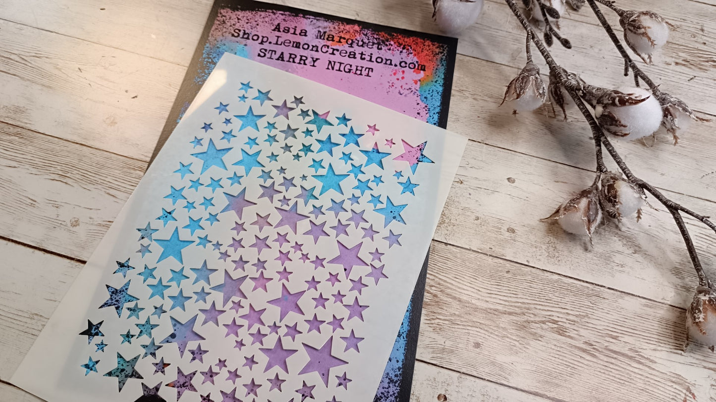 Mixed Media stencil- STARRY NIGHT