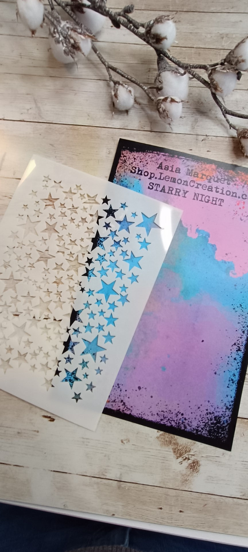Mixed Media stencil- STARRY NIGHT