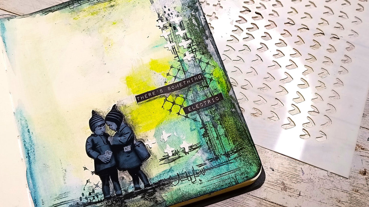 Mixed Media stencil- MARK MAKING- PLUSES