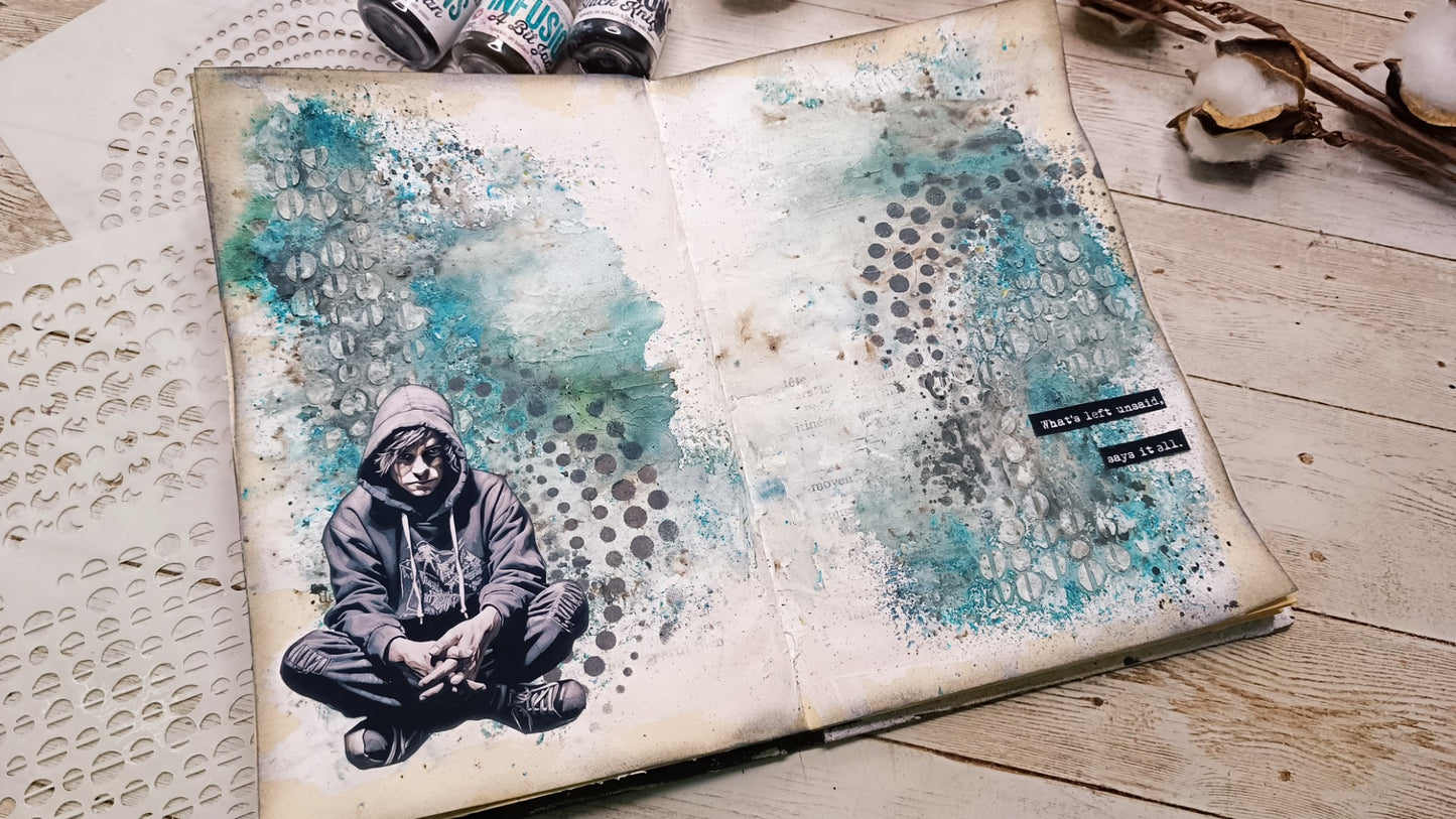 Mixed Media Stencil- RUNNING IN CIRCLES