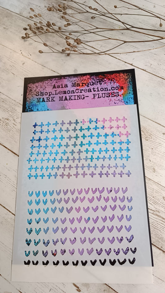 Mixed Media stencil- MARK MAKING- PLUSES