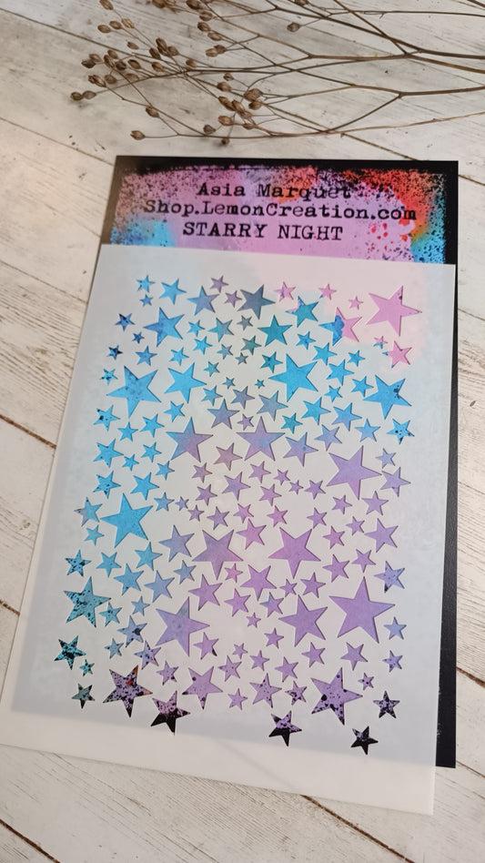 Mixed Media stencil- STARRY NIGHT