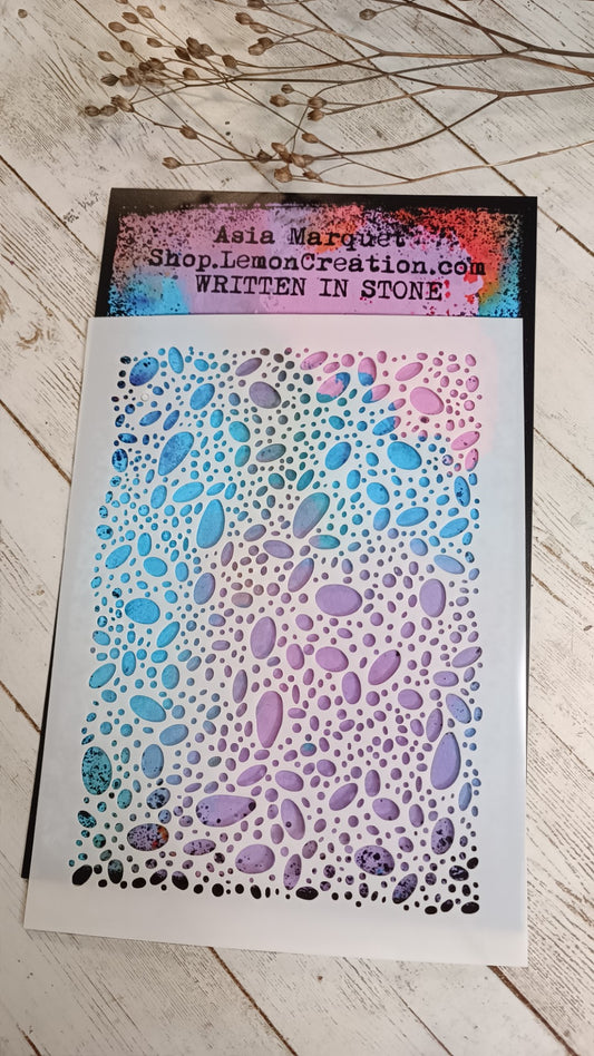 Mixed Media stencil- WRITTEN IN STONE
