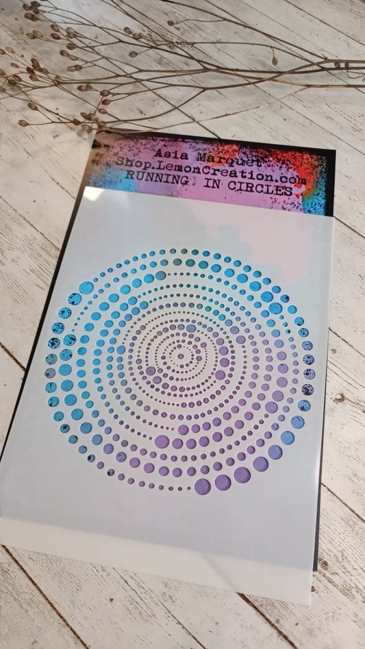 Mixed Media Stencil- RUNNING IN CIRCLES