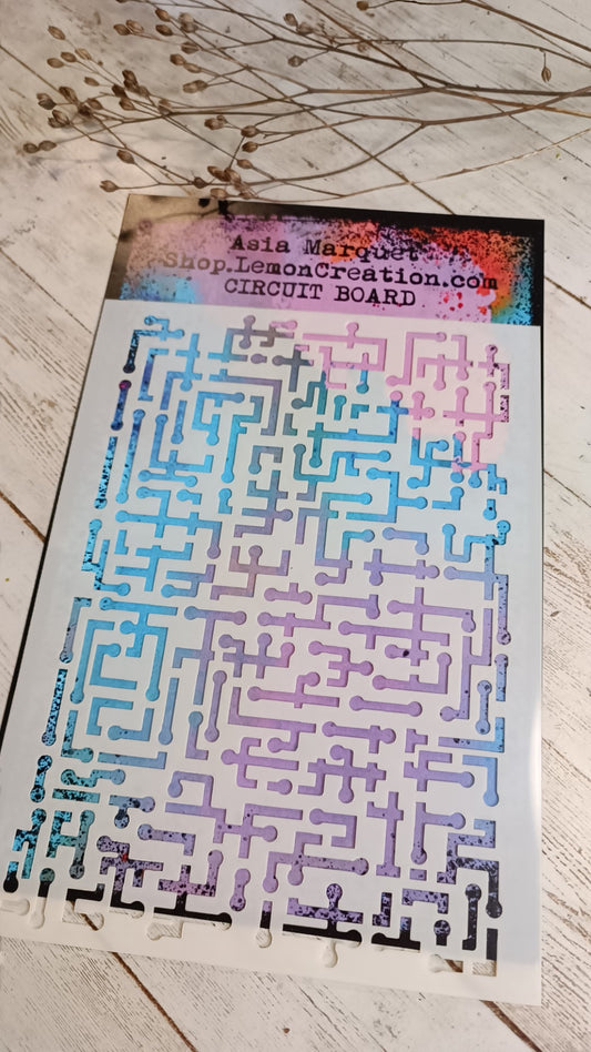 Mixed Media Stencil- CIRCUIT BOARD