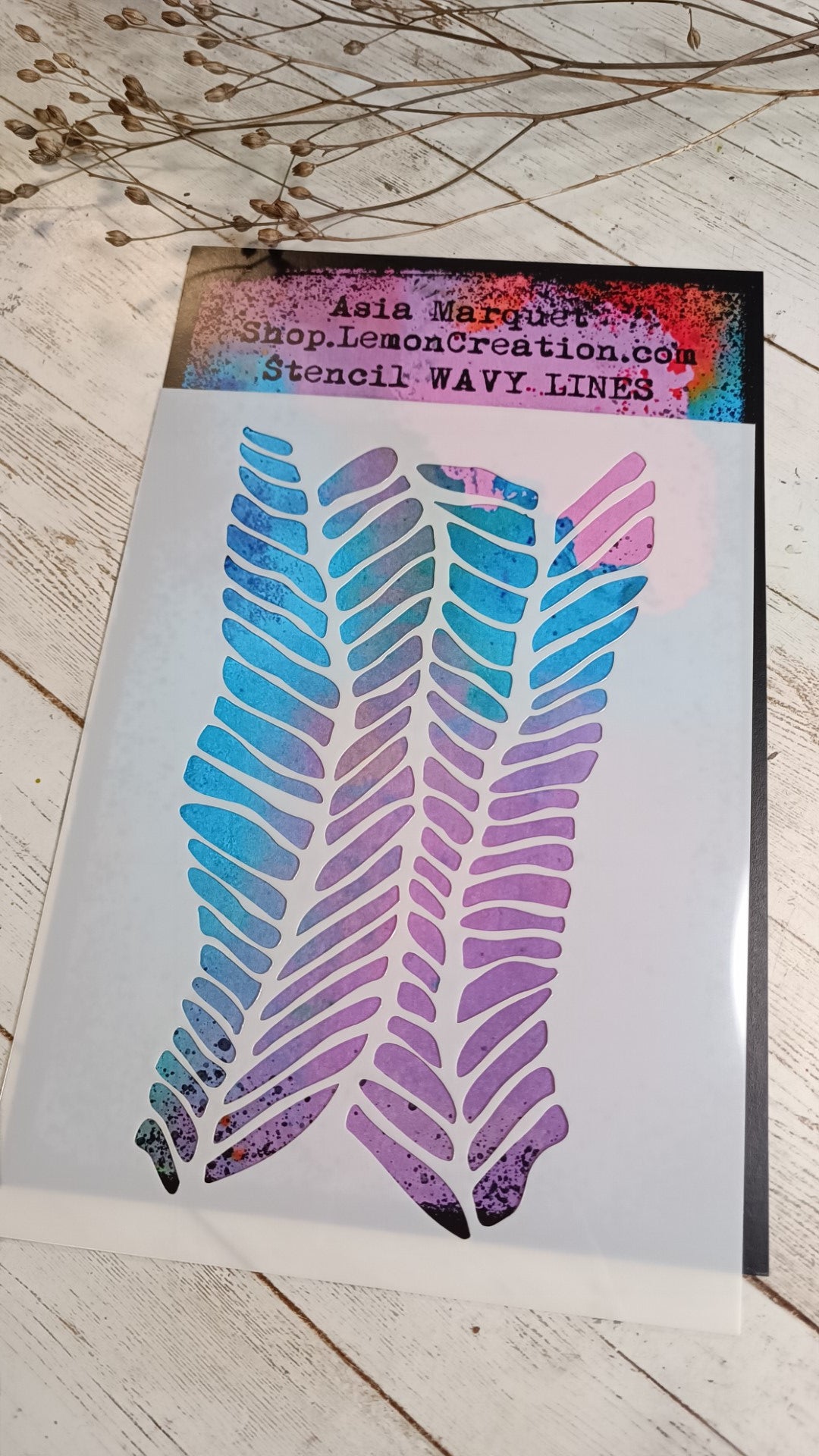Mixed Media Stencil- WAVY LINES