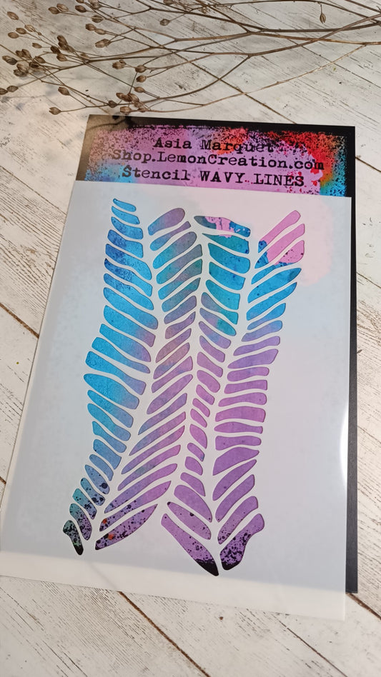 Mixed Media Stencil-  WAVY LINES