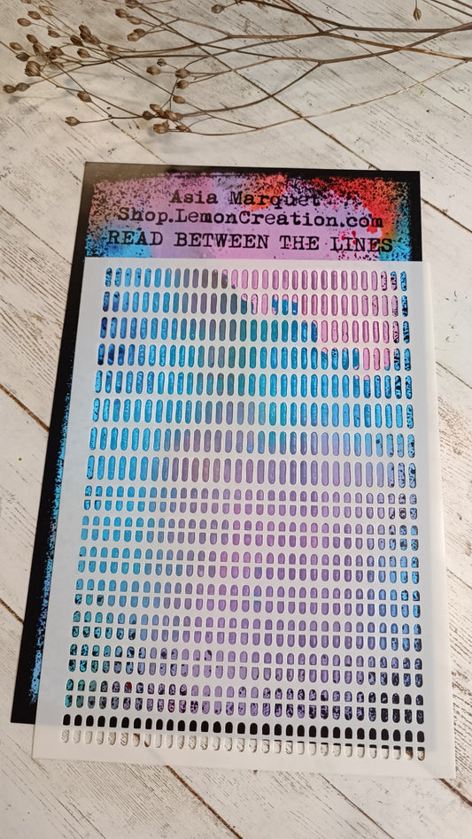 Mixed media stencil- READ BETWEEN THE LINES