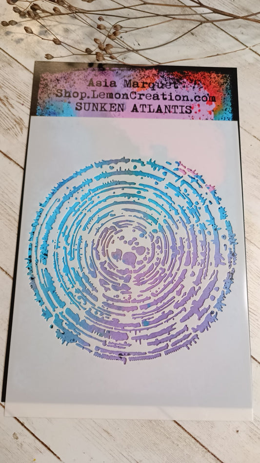 Mixed media stencil- SUNKEN ATLANTIS