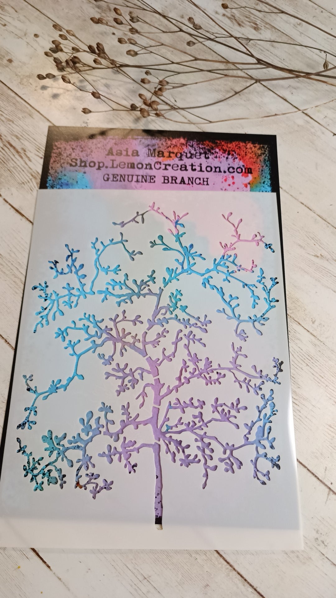Mixed media stencil- GENUINE BRANCH