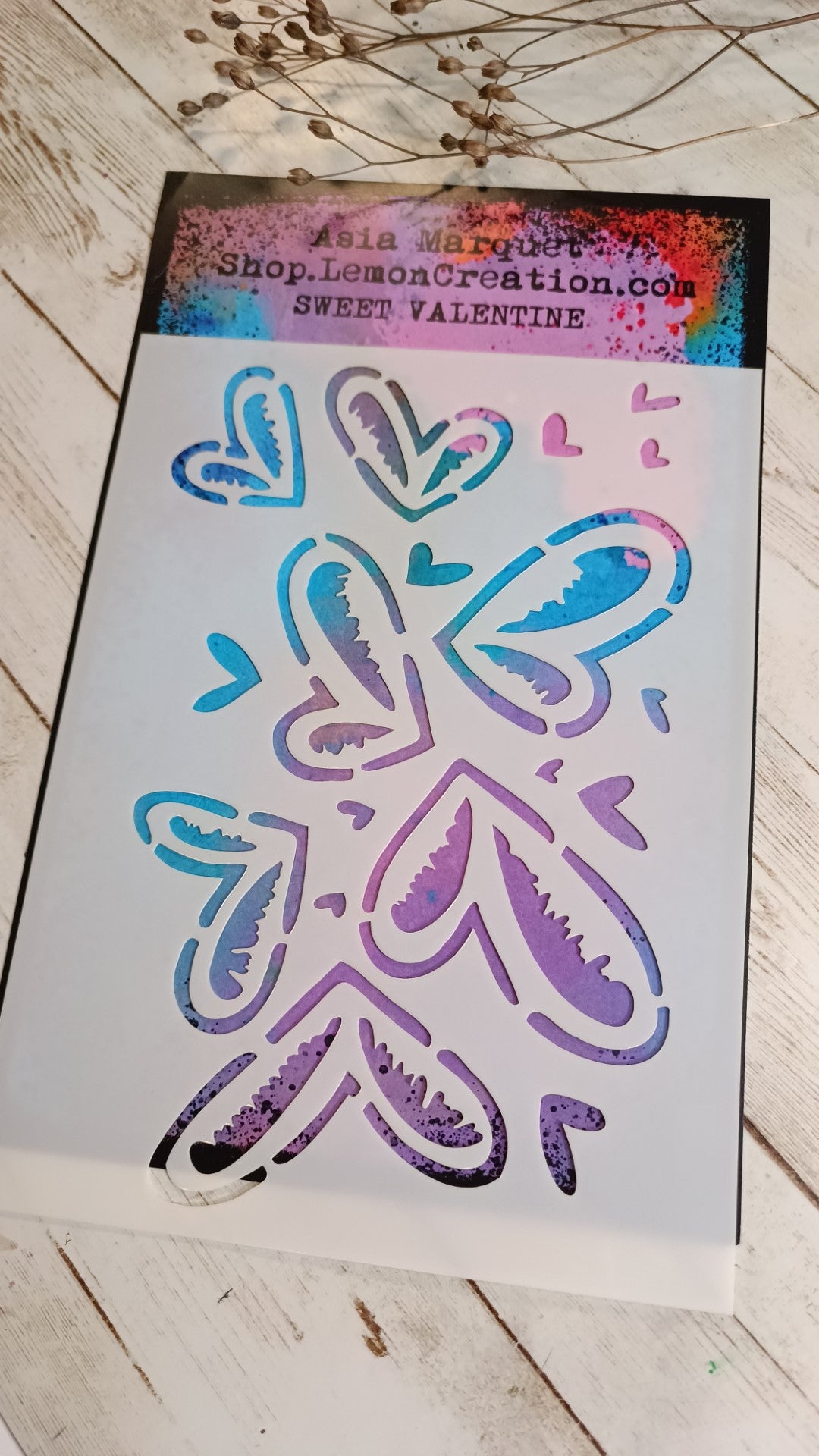 Mixed media stencil- SWEET VALENTINE