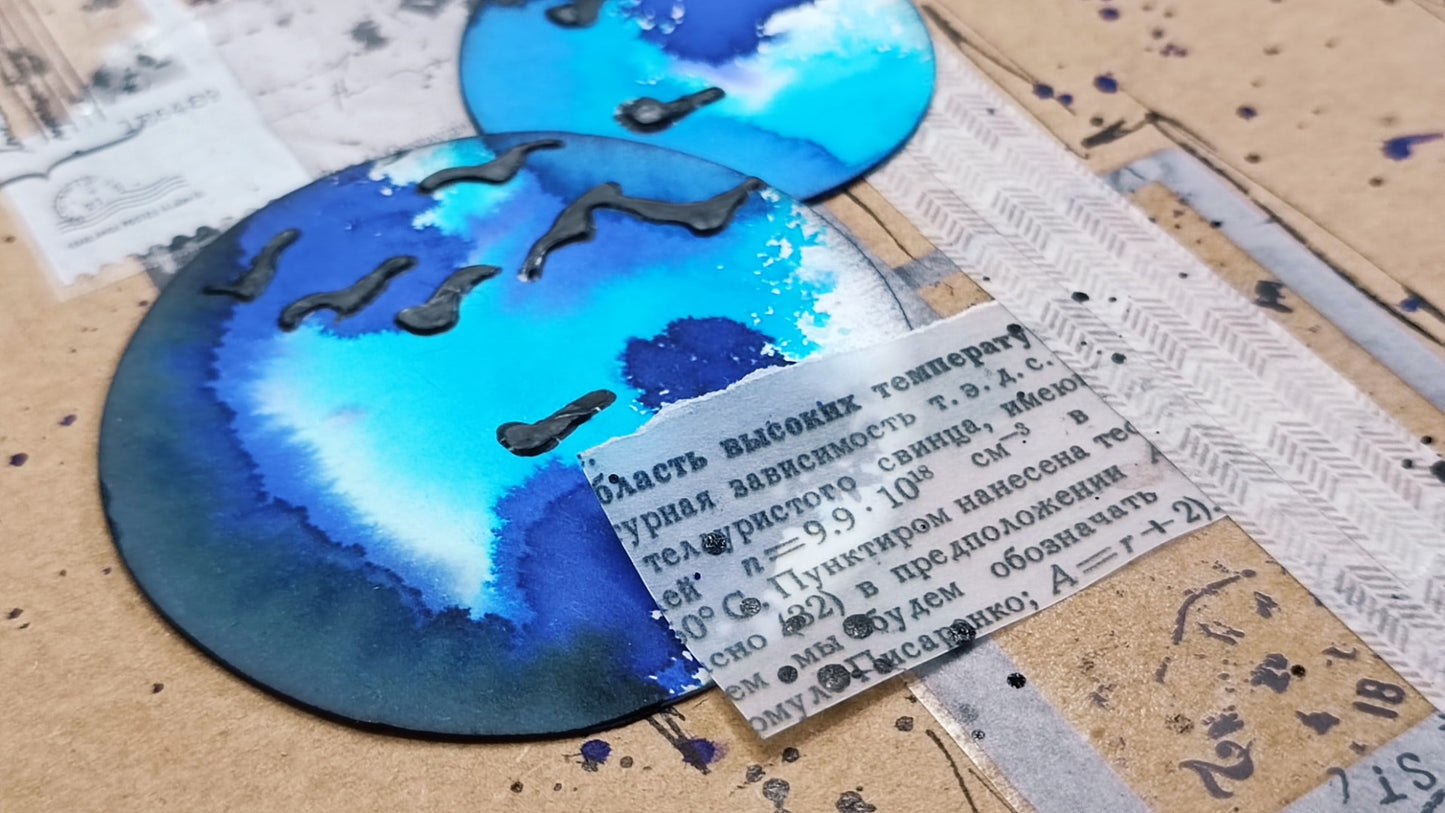 Mixed media stencil- FLOCK OF BIRDS