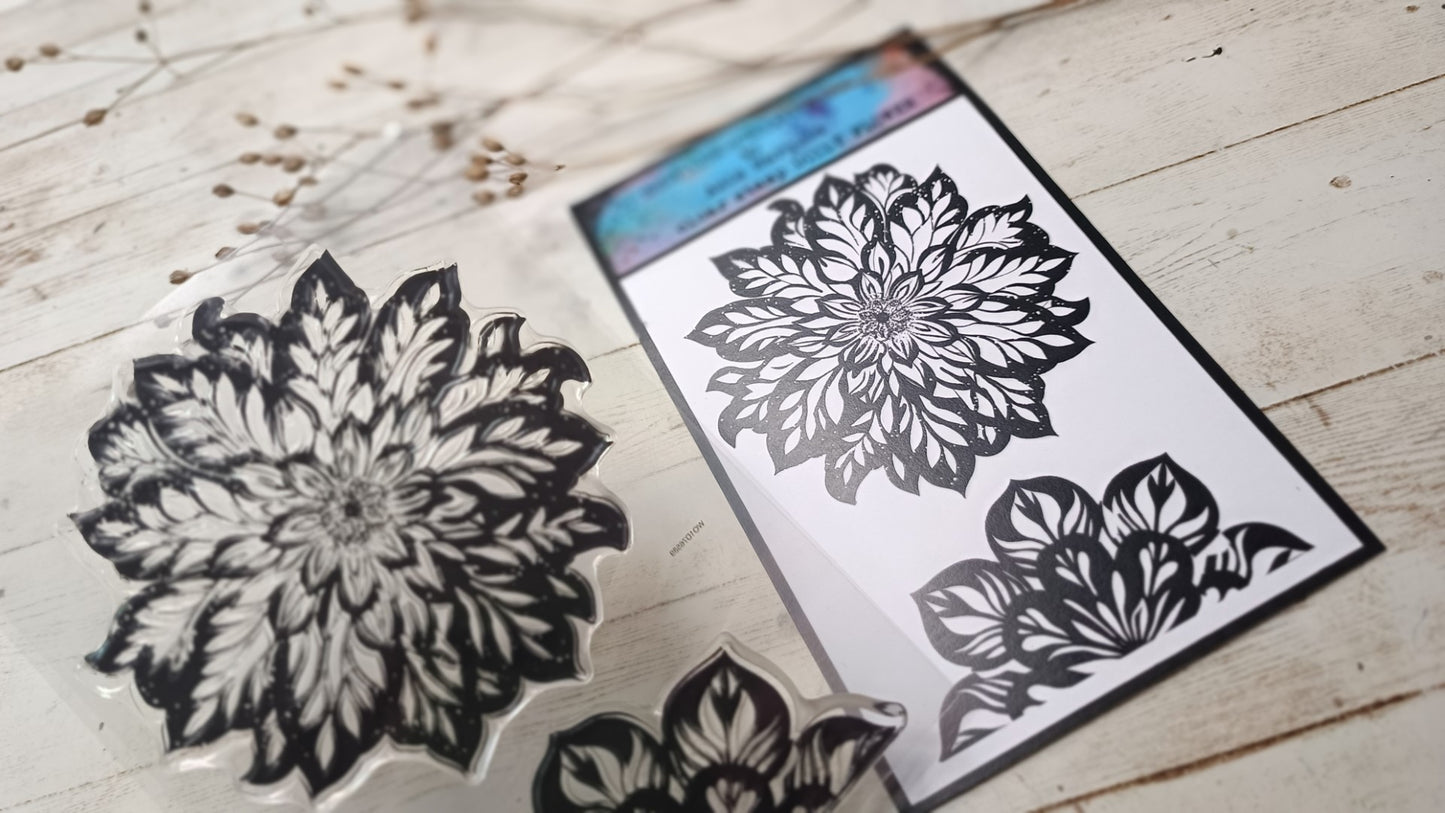 Set of photopolymer stamps- DOILY FLOWER