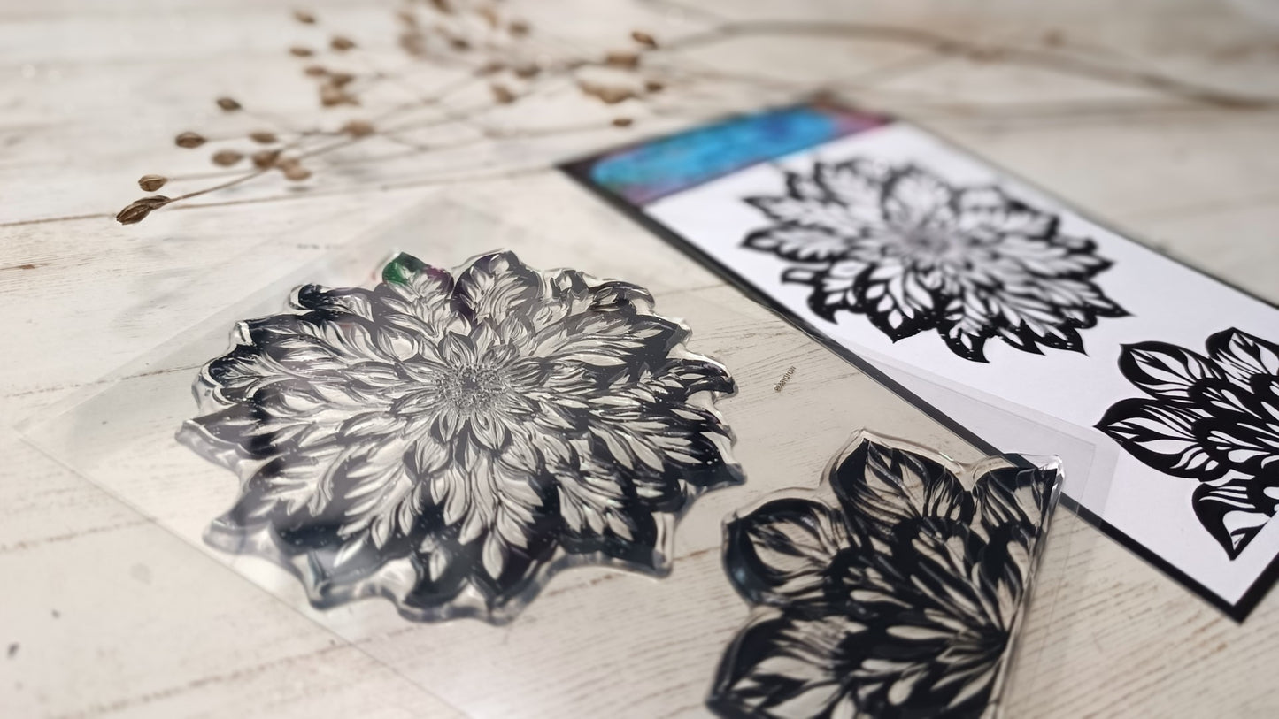 Set of photopolymer stamps- DOILY FLOWER