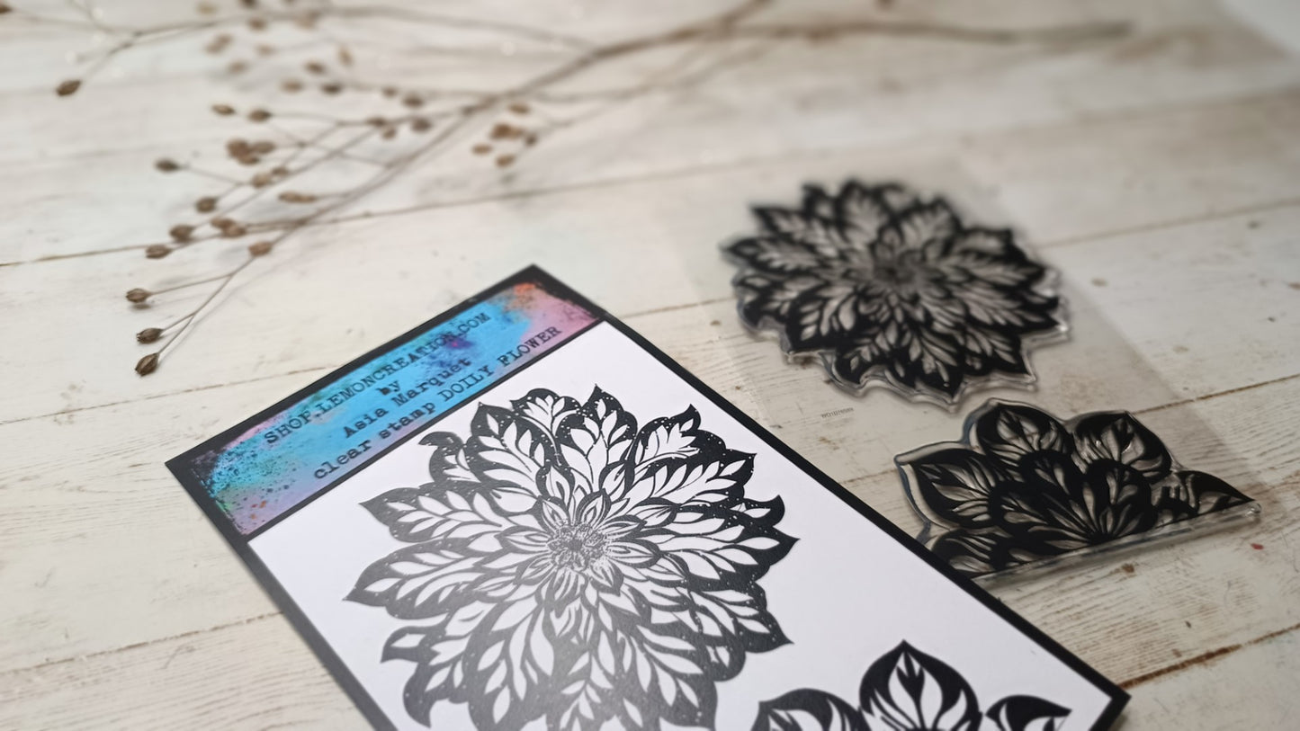 Set of photopolymer stamps- DOILY FLOWER