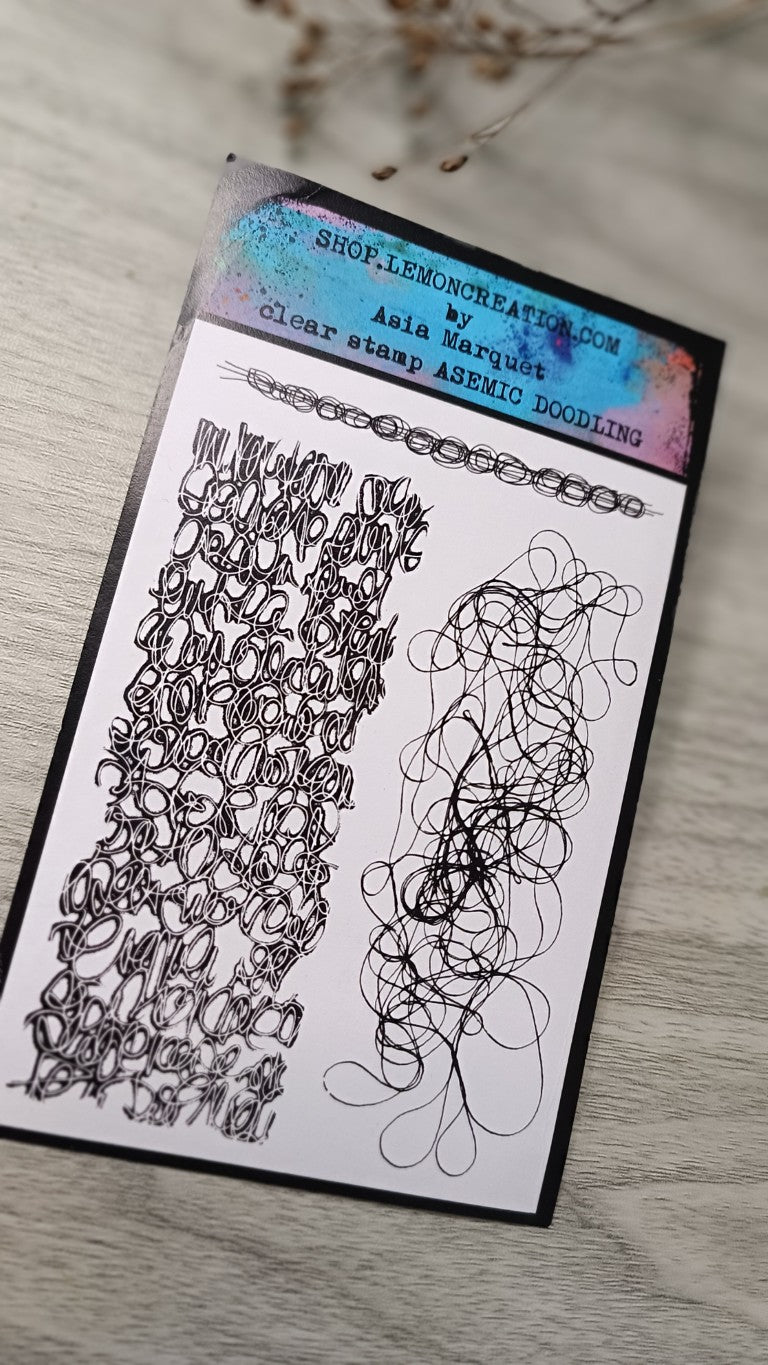 Set of photopolymer stamps- ASEMIC DOODLING
