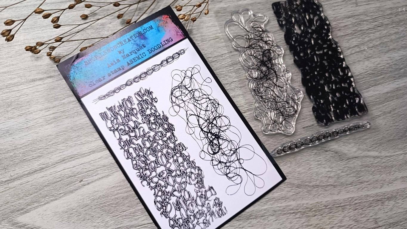 Set of photopolymer stamps- ASEMIC DOODLING