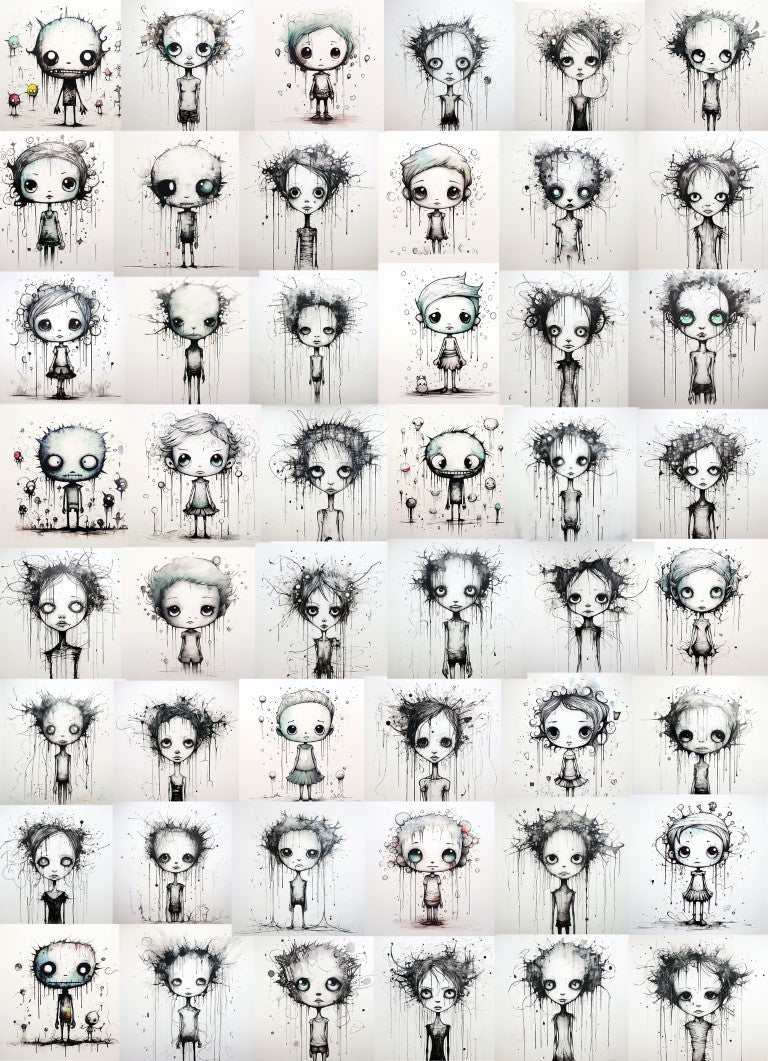 DIGITAL DOWNLOAD FILE- Black and White Weirdos